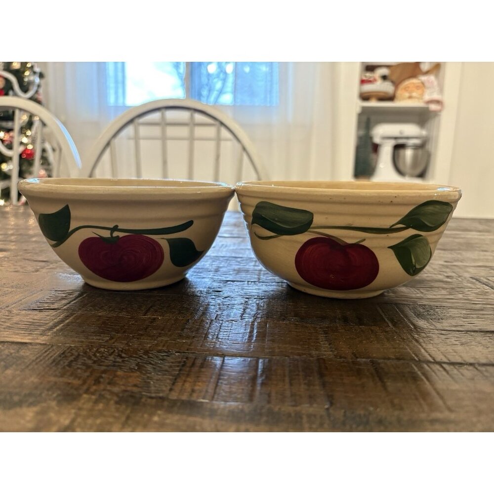 Watt Ware USA Apple Bowl Stoneware Ovenware Pair Of Two Kitchen Dining Decor